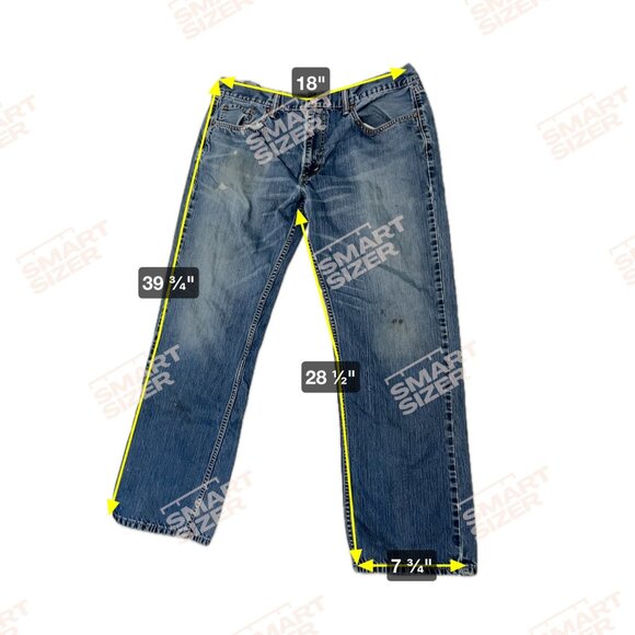 Levis 559 Relaxed Straight Fit Mens 38x32 Distressed Blue Denim Work Jeans - Picture 7 of 8